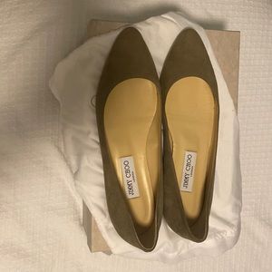 Brand New Jimmy Choo Dark Gray Suede Flats, Size 39.5